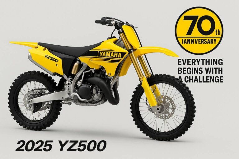 Yamaha proudly announces the arrival of the 2025 Yamaha 70th Edition YZ500 2-Stroke, celebrating seven decades of innovation, racing legacy, and engineering excellence.