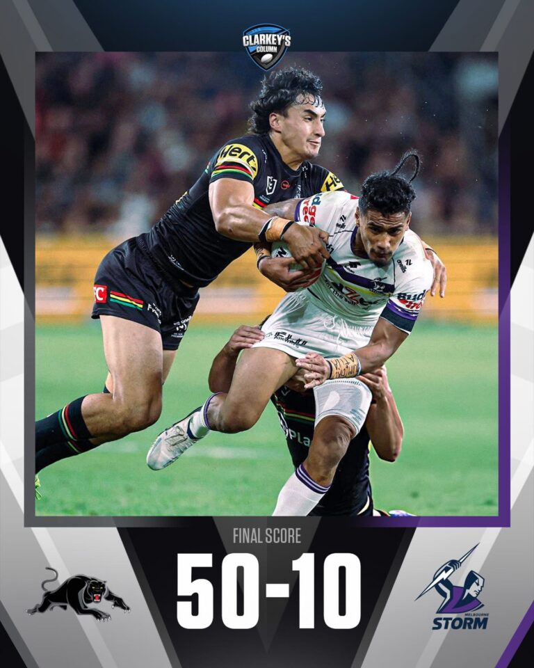 The Penrith Panthers delivered a ruthless statement performance, dismantling the Melbourne Storm with a staggering 50-point haul in a match that may well have unofficially ended the Storm’s 2026 campaign.