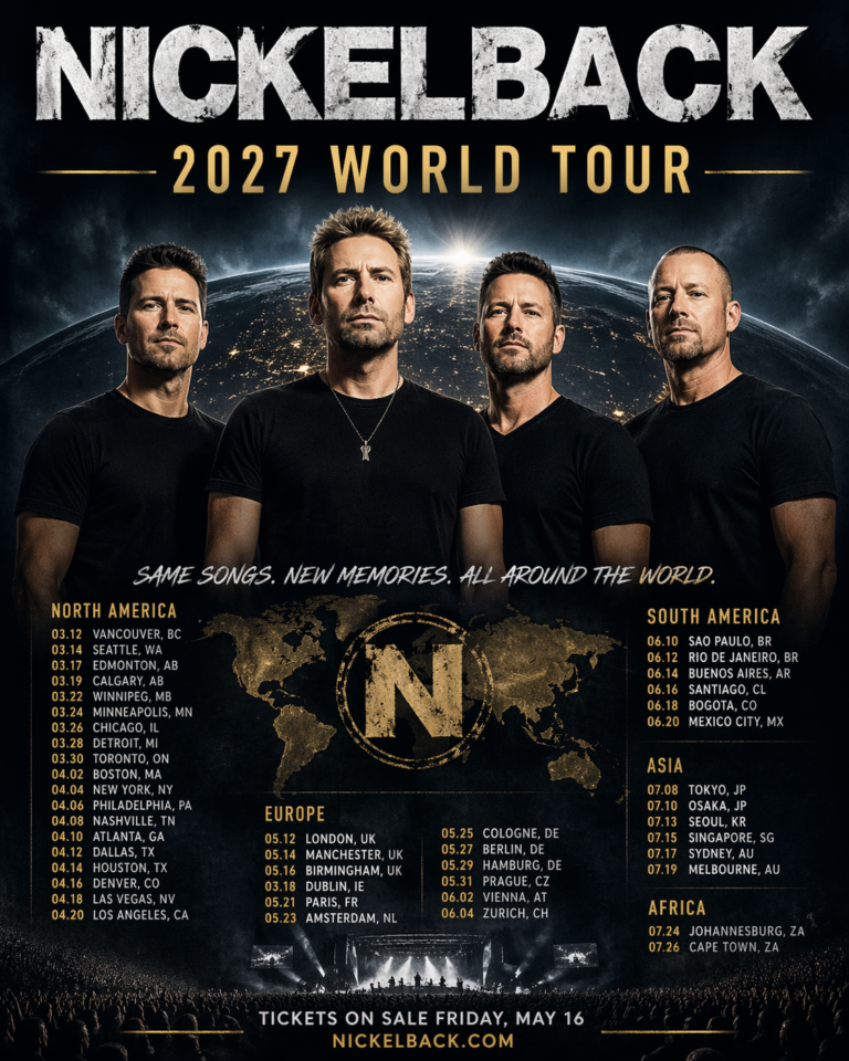 Nickelback Announce Explosive 2027 World Tour Full Dates and Cities Revealed…